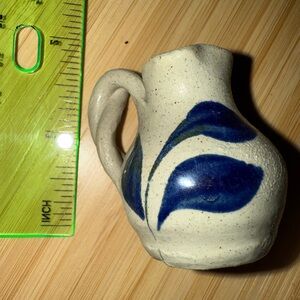 Handcrafted Blue and Cream Ceramic Miniature Vase